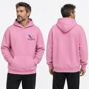 Sweat à capuche rose pour homme, 100% coton, uni, long, hiver, avec poche avant, style décontracté streetwear - Product Image 5