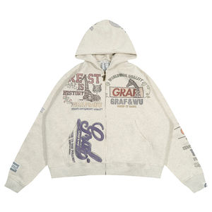 เสื้อฮู้ดสีขาวล้วน สีดำ สไตล์แร็ปเปอร์ ทรงพอดีตัว มีซิป สำหรับฤดูหนาว ผ้าฝ้าย 100% ทรงบ็อกซี่  รักษ์โลก ไม่มีป้าย  แบบต่อผ้า  น้ำหนักปานกลาง ราคาดี - Product Image 2