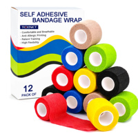 Bandage cohésif auto-adhésif élastique de sport de tissu non tissé jetable 5cm * 4.5m pour l'usage animal