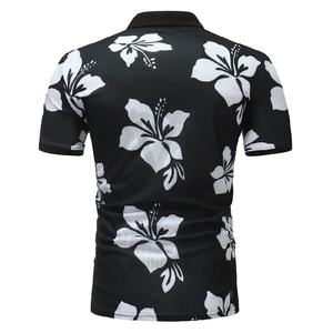 Camisa Hawaiana Negra de Manga Corta para Hombre, Estampado Floral, Cuello con Botones, Ropa para Vacaciones de Verano - Product Image 3