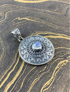 Venta al por mayor de colgantes de plata de ley 925 con mandala tribal étnico y piedra lunar, hechos a mano, colección de joyería clásica - Product Image 2