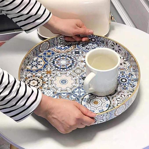 Plateaux en émail et bois faits à la main, best-sellers, pour servir des aliments et des boissons, avec incrustations MOP, décoration intérieure, plateaux de rangement. - Product Image 3