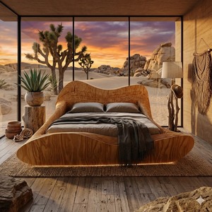 Lit de chambre à coucher moderne en bois, taille California King, avec garantie de 12 mois - Product Image 5