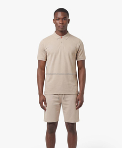 Men Oversized Drop Polo <b>T</b>-<b>shirt</b> Set Custom Logo Blank Breathable Summer Set Cotton Street Wear Vintage Luxury Men Plain Sets - Product Image 1