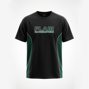 Custom Cut and Sew Paneled | Heavyweight <b>Black</b> and Green Mens T-<b>Shirt</b> - Product Image 2