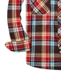 Camisa de Franela a Cuadros para Hombre, Color Rojo Marrón Azul, de Algodón y Poliéster, Manga Larga, con Botones, Informal, Cálida, Suave, para Invierno - Product Image 5