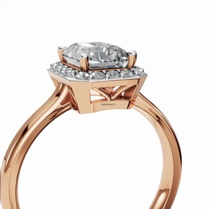 Anillo de compromiso, boda o aniversario de lujo con diamante radiante cultivado en laboratorio certificado por IGI, con halo, en oro de 10K, 14K, 18K, plata 925, 935 - Product Image 3