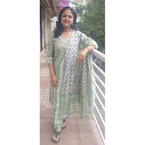 ชุดผ้าฝ้ายสีเขียว pista แบบเต็มตัวพร้อม dupatta - Product Image 1