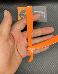 Saaqaans Orange Manual Straight <b>Razor</b> Single Blade Stainless Steel Handle Barber Shop Face Shaving Tool for <b>Men</b> - Product Image 3