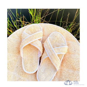 [HOT SELLING] BLUE LOTUS All <b>Natural</b> Loofah Slippers Eco-Friendly Foot Scrub Gift Box Indoor Home Spa Use Simple Style Vietnam - Product Image 1