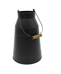 Vase de sol industriel moderne en métal noir, grand pot décoratif pour fleurs, seau minimaliste en fer pour centres de table de mariage et décoration d'hôtel - Product Image 1