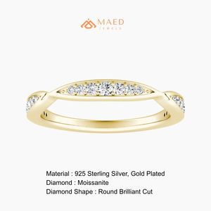 แหวนเพชรโมอิสซาไนต์ชุบทอง 18K ประดับเพชรแบบพาเว่ แหวนแต่งงาน เครื่องประดับหรูหราสำหรับผู้หญิง สหรัฐอเมริกา - Product Image 6
