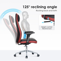 Chaise de bureau de luxe haut de gamme en PU rouge et noir avec fonctions réglables, design ergonomique confortable pour usage commercial