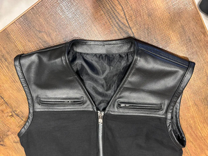 Veste de motard en denim premium, design entièrement personnalisé et cuir noir véritable, coupe raffinée, veste en cuir pour moto pour tous les motards - Product Image 5