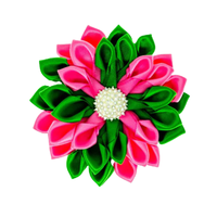 Bros Bunga Berlapis Perak Stainless Steel Hijau Pink dengan Mutiara dan Rhinestone di Tengah, Pin Kerah Elegan, Aksesori Fashion untuk Wanita