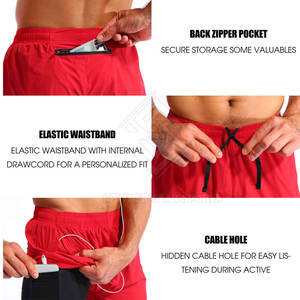 New Style Custom Made Men Double <b>Layer</b> Shorts Solid Casual High Quality Quick Dry Breathable Eco-Friendly Made in Pakistan - Product Image 6