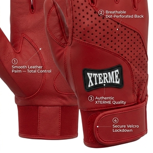 Gants de frappe de baseball XTREME pour jeunes et adultes, fermeture auto-agrippante, paume antidérapante, cuir respirant, support de poignet, usage professionnel - Product Image 2