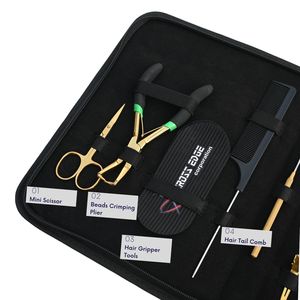 Kit d'outils pour extensions capillaires : Peigne à queue, Pinces de sectionnement, Pinces Velcro, Mini-ciseaux à démaquiller, Crochet de retrait, Pince de salon - Product Image 3
