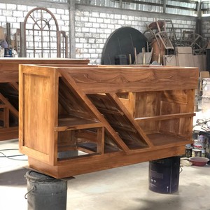 Muebles de Baño de Madera de Teca Natural Sólida de Primera Calidad, Mueble de Madera Maciza Hecho a Mano con Estantes de Almacenamiento Diagonales Únicos y Cajón - Product Image 6