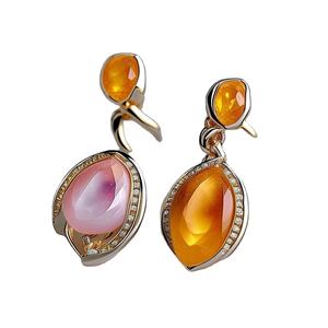 Hermosos pendientes de gota de Plata de Ley 925 y oro de 18 quilates, accesorio de moda para mujeres y niñas - Product Image 1