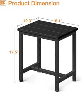 Modern Portable Outdoor Side <b>Table</b> Weather-Resistant Black Top Waterproof Wood Patio Hot Tub Bedroom Kitchen Dining Park Hotel - Product Image 2