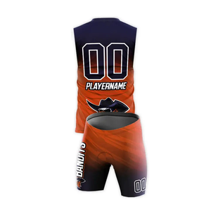 Camiseta de Fútbol 7v7 sin Mangas con Cuello Redondo, Spandex, Naranja y Negro, Sublimada, Transpirable, que Absorbe la Humedad, para Adultos - Product Image 2