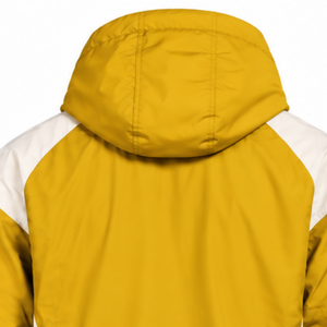 Mens Golden Yellow Neutral Colorblock Nylon <b>Hoodie</b> Shorts Set Lightweight Quarter Zip <b>Running</b> Training Athletic Sportswear - Product Image 4