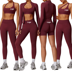 Ensemble de yoga taille haute sans couture pour femme – Tenue de sport, soutien-gorge de sport, short taille haute, leggings, vêtements de sport pour la gym, grandes tailles - Product Image 2