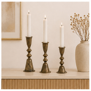Handcrafted Antique <b>Brass</b> Taper Candle <b>Holders</b> Set Metal <b>Candlestick</b> <b>Holders</b> for Wedding Centerpieces Luxury Dining Table Decor - Product Image 4