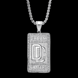 Pendentif Dream Chasers DC en argent 925 plaqué rhodium avec micro-incrustation de moissanite taille brillant, style hip-hop, unisexe, pour tous les jours - Product Image 1