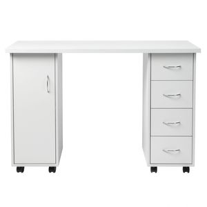 Tavolo da Manicure Moderno Bianco a Doppio Bordo con Cassetto, Set di Arredamento Portatile per Salone in Acrilico e Marmo - Product Image 4