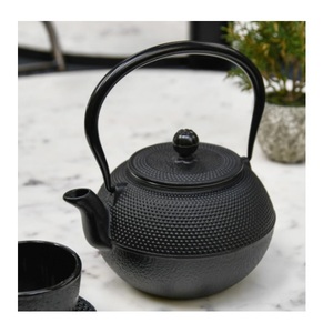 Tetera de hierro fundido negra de gran venta con tapa y asa, tetera decorativa perfecta para el hogar, la cocina y el hotel. - Product Image 5