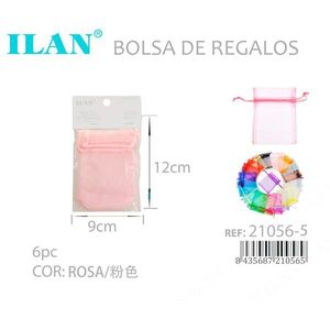 Sacchetti Regalo in Organza Ilan 9x12 Cm Confezione da 6 Rosa Per Regali di Nozze - Product Image 3