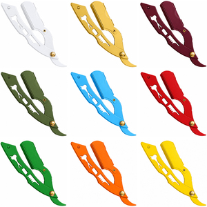 Gold Stainless Steel Folding <b>Straight</b> Razor Single Blade Manual Barber Shaving Tool - Product Image 6