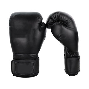 Gants de boxe noirs en PU, fermeture Velcro sur les doigts, entraînement pour adultes, unisexe - Product Image 2