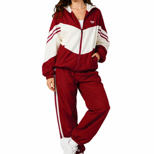 Customize Women’s Retro Color Block Tracksuit Full Zip Windbreaker Set Lightweight Athletic Leisurewear OEM Hoodies Manufacturer - Product Image 6