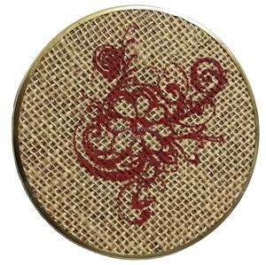 Dessous de verre en jute écologique de conception moderne faite à la main avec décoration de table de bords en métal de broderie de fleurs colorées d'Inde - Product Image 1