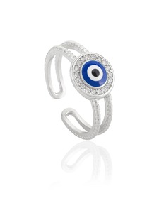 Anillo de compromiso de plata de ley vintage con ojo turco y diamantes de circonita cúbica, ideal para cumpleaños, bodas, fiestas y aniversarios. - Product Image 3