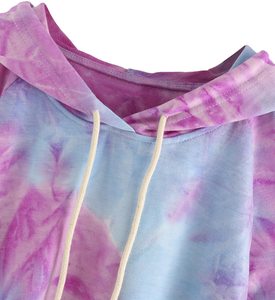 Al por mayor Sudadera con capucha crop para mujer, estilo streetwear, con hombros descubiertos y tie-dye - Product Image 2