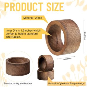 60pcs Wooden Napkin Rings Handmade <b>Dining</b> <b>Table</b> Napkin Holder <b>Rustic</b> <b>Wood</b> Napkin Holders Bulk for Weddings Events 2 Inch - Product Image 6