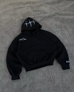 Ensemble de survêtement d'hiver personnalisé pour homme, coupe évasée, 300-500 g/m², 100 % coton, molleton ample, sweat à capuche et pantalon de jogging surdimensionné - Product Image 4