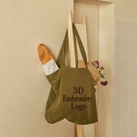 Sac fourre-tout en toile de coton rayé avec broderie 3D, logo personnalisé, taille et couleur sur mesure, OEM ODM, vente en gros, grande capacité, durable, sac de shopping