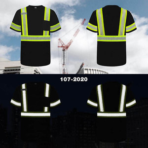 T-shirt de sécurité haute visibilité réfléchissant pour homme, noir, en polyester, avec bandes et poches, détection des aiguilles - Product Image 3