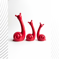 Ensemble de figurines d'escargots en céramique rouge, finition brillante, artisanale, écologique, décoration indienne, Diwali, 2 pièces, minimaliste
