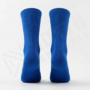 Blue Crew <b>Socks</b> Solid Color Knitted Breathable Daily Wear Adult Regular Style - Product Image 2