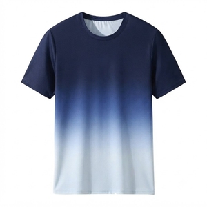 T-shirt dégradé à col rond pour homme, manches courtes, tricoté, respirant, décontracté, haut d'été pour homme, logo personnalisé - Product Image 1
