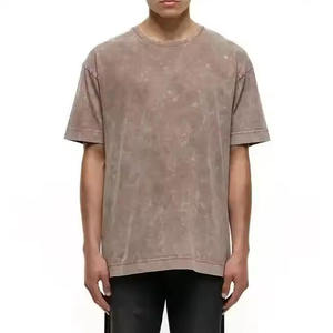 Camiseta de punto informal de manga corta con cuello redondo y estampado por sublimación tie-dye 100% algodón de talla grande para hombre, color gris - Product Image 1