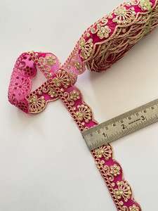 KUSHANG Bordure en dentelle Jalebi à fil métallique, broderie personnalisée, couleur sur mesure, motif écossais vintage, tissu doux, style indien pakistanais - Product Image 5