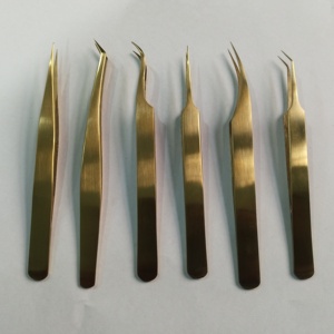 <b>Titanium</b> Gold High Quality Durable 10mm Smooth Tip Stainless Steel Eyebrow Tweezers Customizable Packaging & Logo - Product Image 4