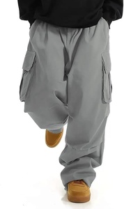 Pantalon de jogging rouge pour homme, taille élastique, cordon de serrage, poches cargo, coupe décontractée, léger, respirant, en coton, automne - Product Image 2